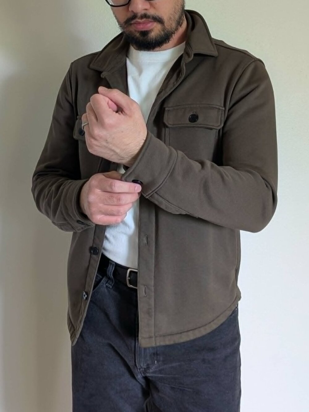 Banana Republic | Olive Green Cotton Terry Shirt Jacket